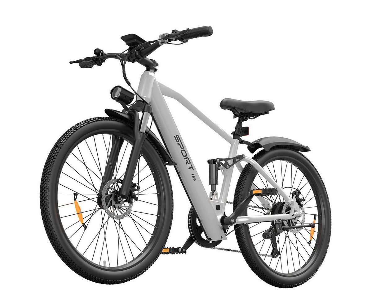 Vankel E-Bike Cityrad Herren Damen E-Mountainbike 26 Zoll 250W 624Wh 70km Shimano 7-Gang, Kettenschaltung, Heckmotor, 624 Wh, (Beleuchtungsset mit Batterieladegerät, Batterieschlüssel, Werkzeug), 25 km/h 150mm Mitteldämpfer Mechanische Scheibenbremsen 26 Zoll 24kg