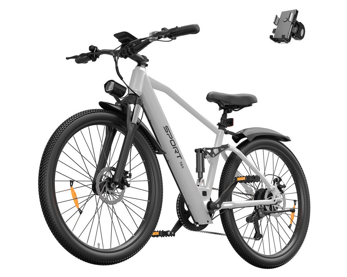 Vankel E-Bike Cityrad Herren Damen E-Mountainbike 26 Zoll 250W 624Wh 70km Shimano 7-Gang, Kettenschaltung, Heckmotor, 624 Wh, (Beleuchtungsset mit Batterieladegerät, Batterieschlüssel, Werkzeug), 25 km/h 150mm Mitteldämpfer Mechanische Scheibenbremsen 26 Zoll 24kg Bild 3