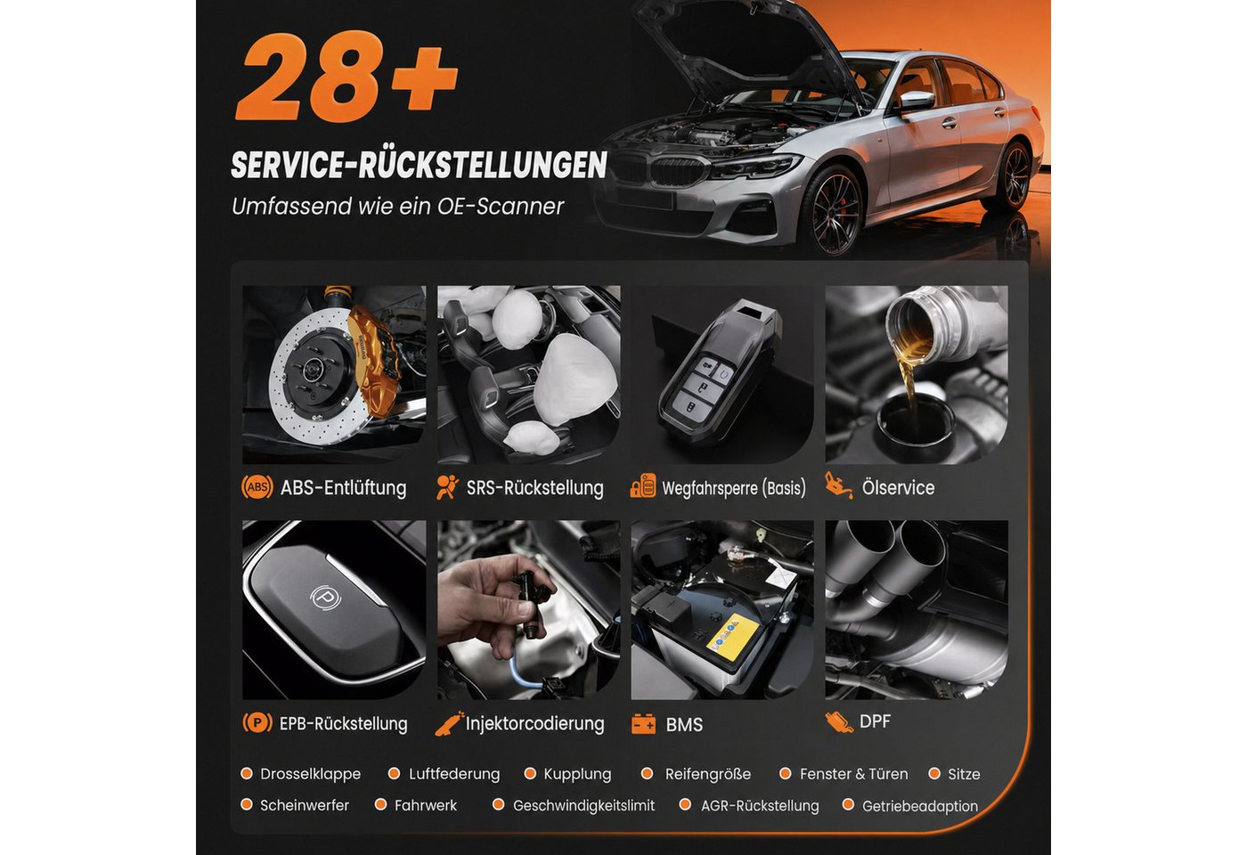 FOXWELL OBD2-Diagnosegerät OBD2 Diagnosegerät – All System Scanner mit Active Test & WLAN, DPF, Komplett-Set, Komplett-Set, Profi OBD2-Diagnosegerät, DPF-Reset, mit Case