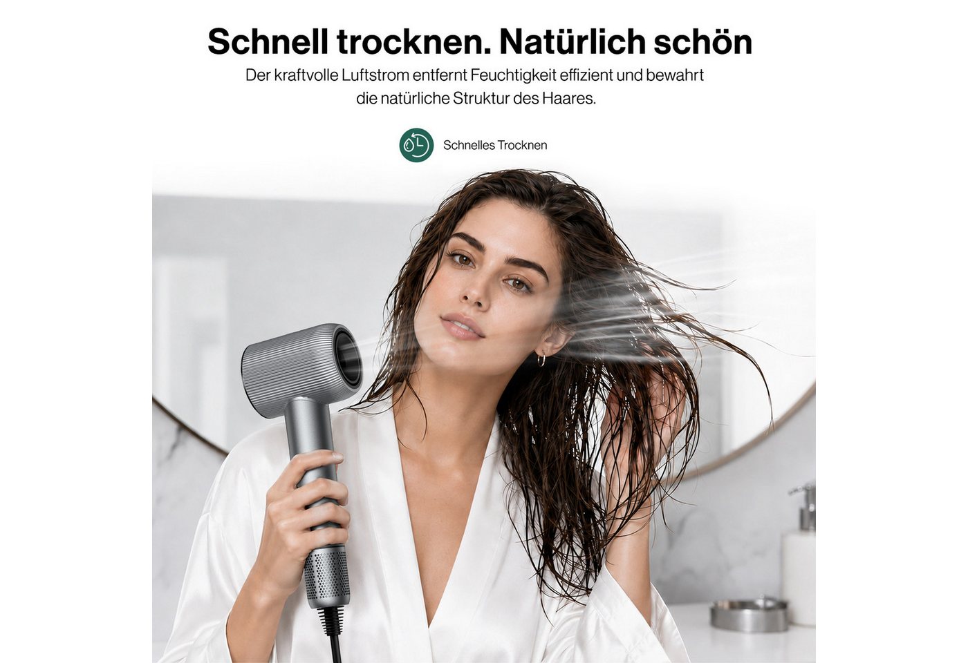 Sytifro Ionic-Haartrockner mit Lockenstab, 2026 Neue 110.000 U/Min Bürstenloser Super Föhn, 1600 W, Vierfache Pflegetechnologie, Schnelltrocknender Haartrockner, 300 Millionen negativen Ionen Haarföhn Bild 2