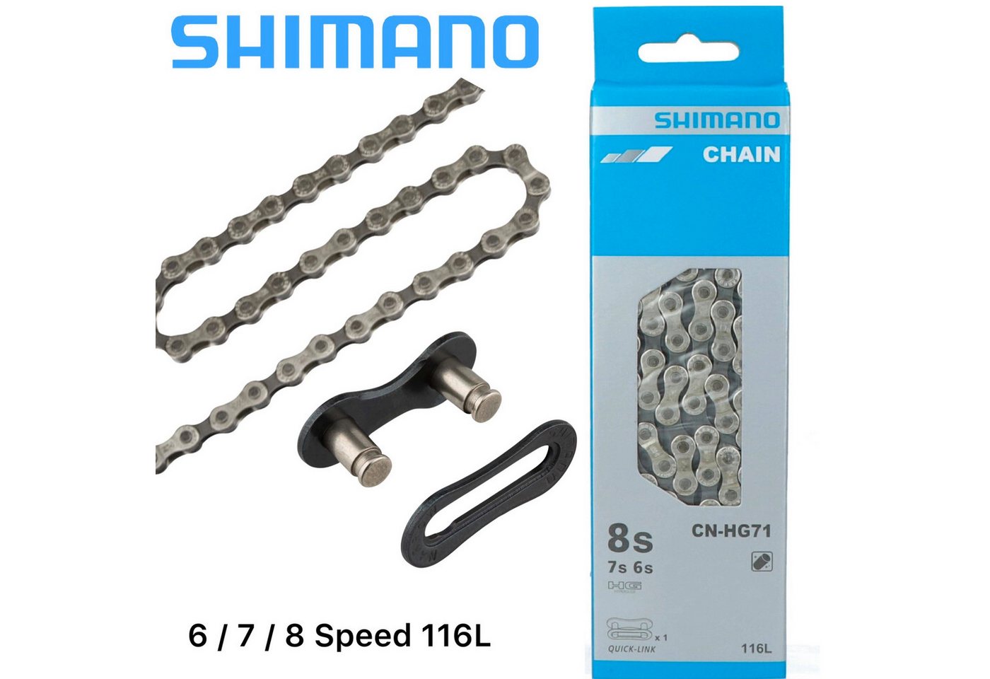 Shimano Fahrradkurbel Shimano Fahrrad Kette CN-HG71 116 Glieder 7- / 8-fach Quick-Link