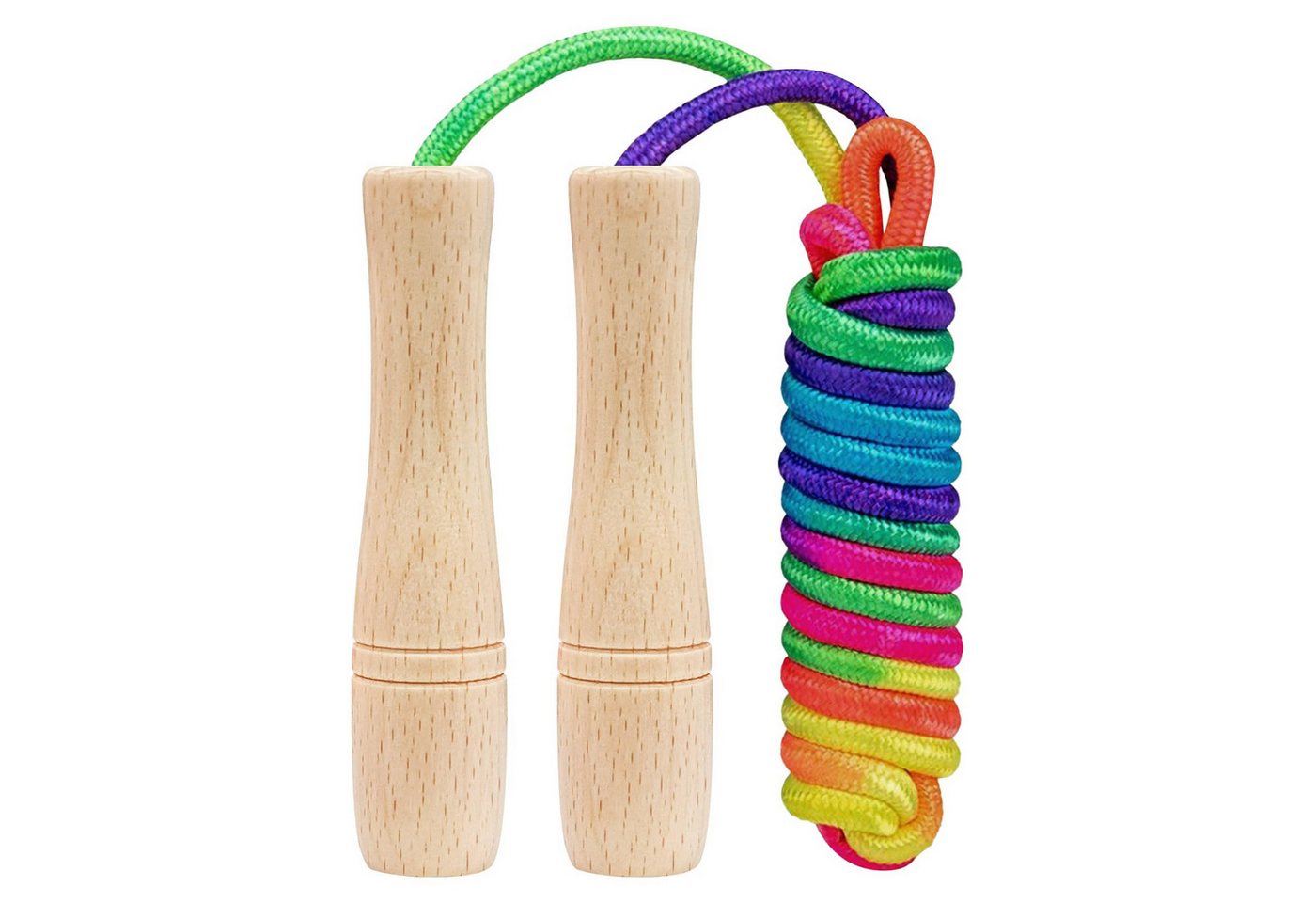Kityhome Springseil Kinder Springseil, 250 cm, verstellbar, Holzgriff, bunt Kinderseil, Geeignet für Gras, Beton & Boden Bild 3