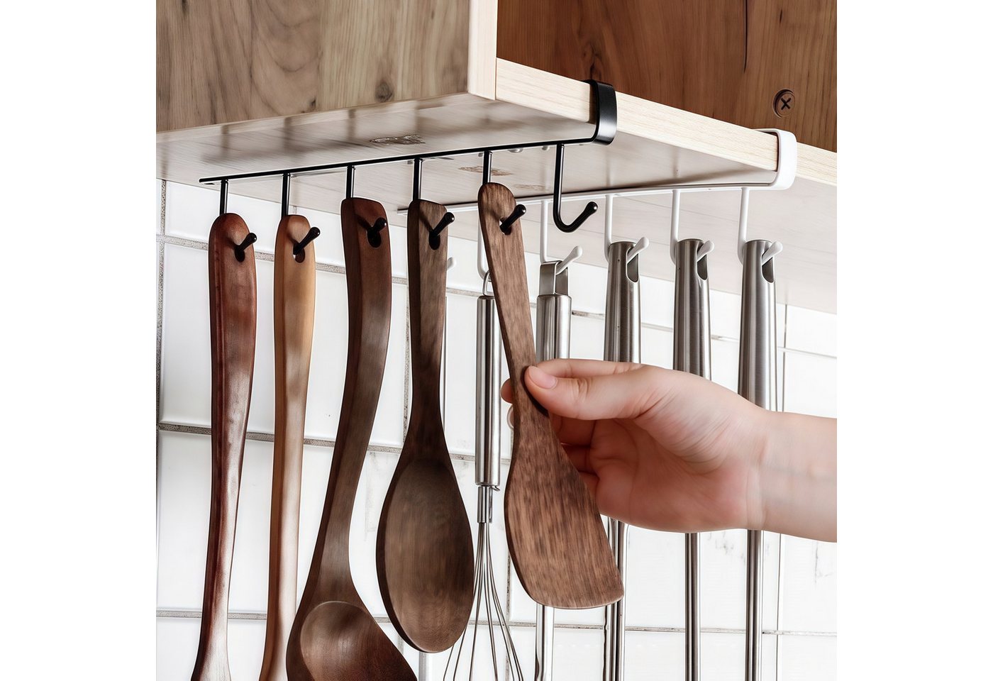 FOUORTUNATE-BEE Becherhalter 2 Stück Tassenhalter Hängehalter zum Einhängen unter Schrankregal, (Geeignet zum Aufhängen von Tassen, Küchenutensilien, Krawatten, Gürteln, Schals, Taschen und mehr, 2-St)