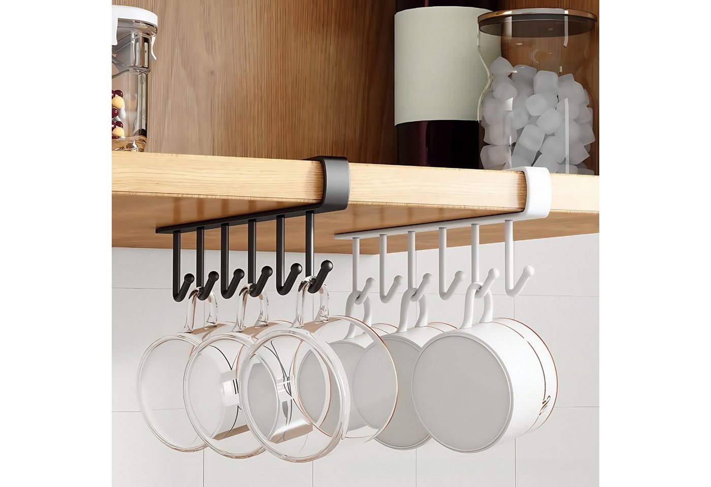 FOUORTUNATE-BEE Becherhalter 2 Stück Tassenhalter Hängehalter zum Einhängen unter Schrankregal, (Geeignet zum Aufhängen von Tassen, Küchenutensilien, Krawatten, Gürteln, Schals, Taschen und mehr, 2-St) Bild 2