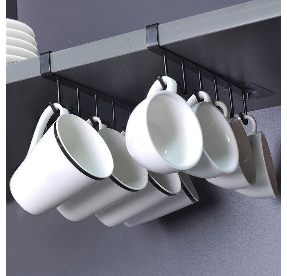 FOUORTUNATE-BEE Becherhalter 2 Stück Tassenhalter Hängehalter zum Einhängen unter Schrankregal, (Geeignet zum Aufhängen von Tassen, Küchenutensilien, Krawatten, Gürteln, Schals, Taschen und mehr, 2-St) Bild 3