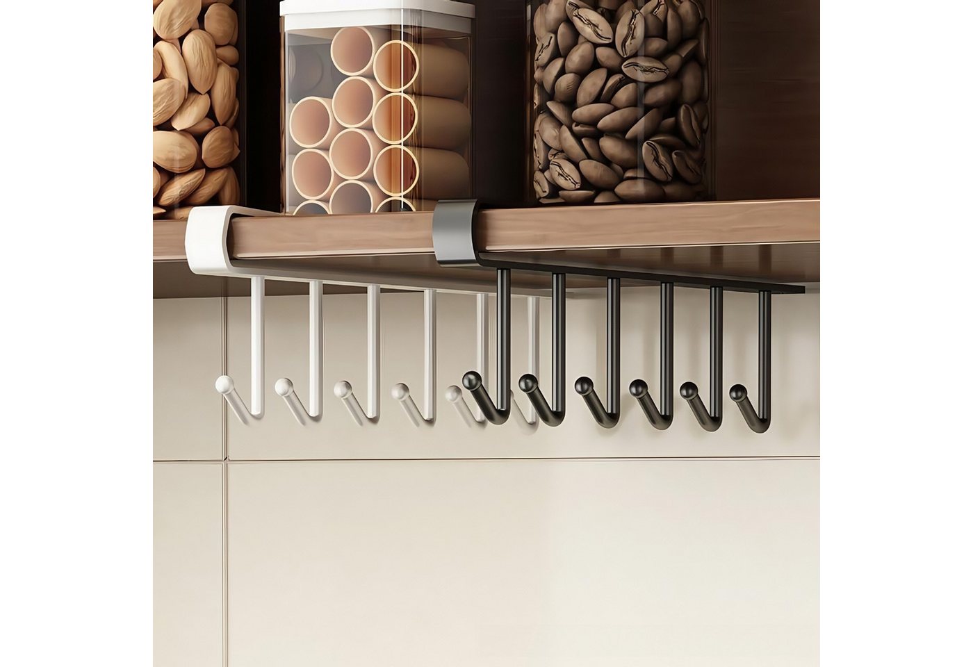 FOUORTUNATE-BEE Becherhalter 2 Stück Tassenhalter Hängehalter zum Einhängen unter Schrankregal, (Geeignet zum Aufhängen von Tassen, Küchenutensilien, Krawatten, Gürteln, Schals, Taschen und mehr, 2-St) Bild 5