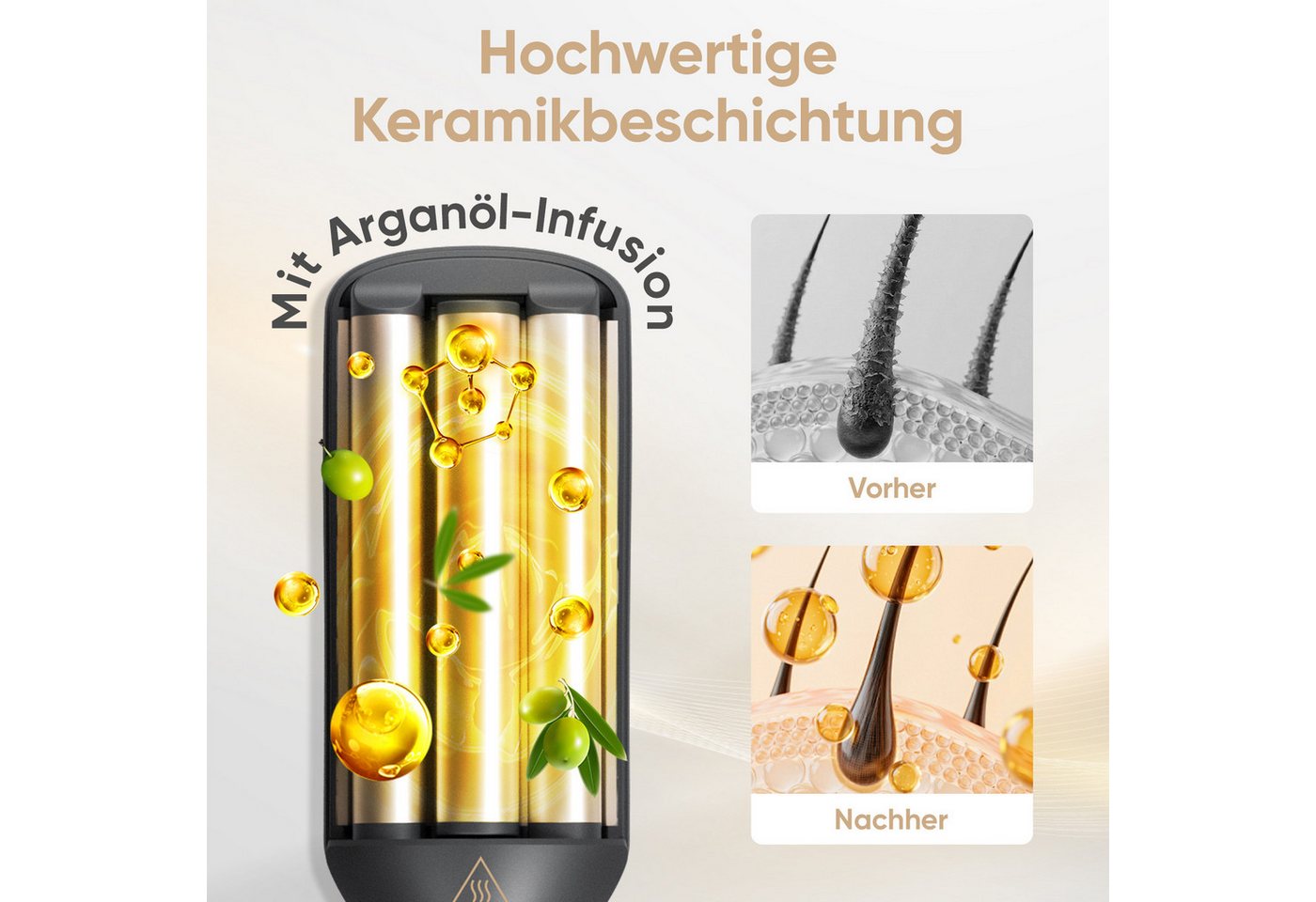 RIWA Welleneisen Lockenstab 3 Fässer für natürliche Wellen und Beach Waves, 120–200°C Keramik-Beschichtung, 3-in-1 Wellen-Design (18/22/26 mm), 15 Mio. Ionen, 30s Schnellheizen Bild 4
