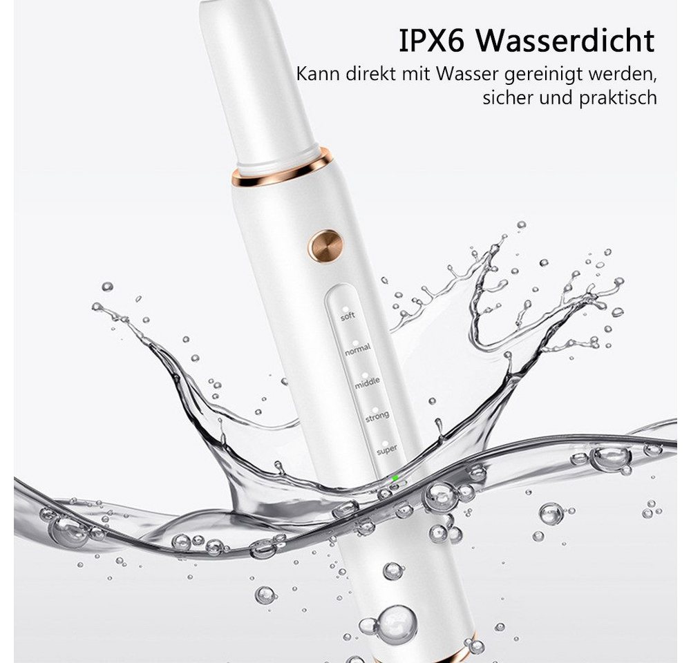 Vivitar Mundpflegecenter Zahnreinigungsset mit 5 Reinigungsmodi, 2 Reinigungsköpfen, LED-Licht, Zahnreiniger mit Hochfrequenzvibration, wasserdicht nach IPX6, 1-tlg., geeignet für Erwachsene, unterstützenden Mundpflege, Mundpflege-Set für die Zahnpflege zu Hause, bekämpft Zahnstein Bild 5