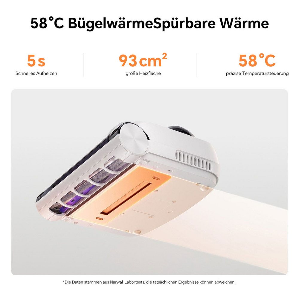 Narwal Matratzenreinigungsgerät U50 Pro Kabelloser Milbensauger, 15kPa Saugleistung, 58°C‑Heiztechnik, 150 W, UVC‑Desinfektion 99,99 %, Echtzeit‑Milben‑Anzeige