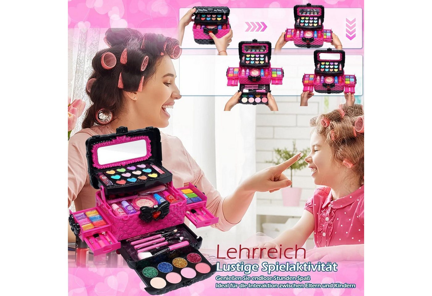 EVACOK Theaterschminke Kinderschminke Set Mädchen Kinder Make Up Schminkkoffer Spielzeug Bild 4