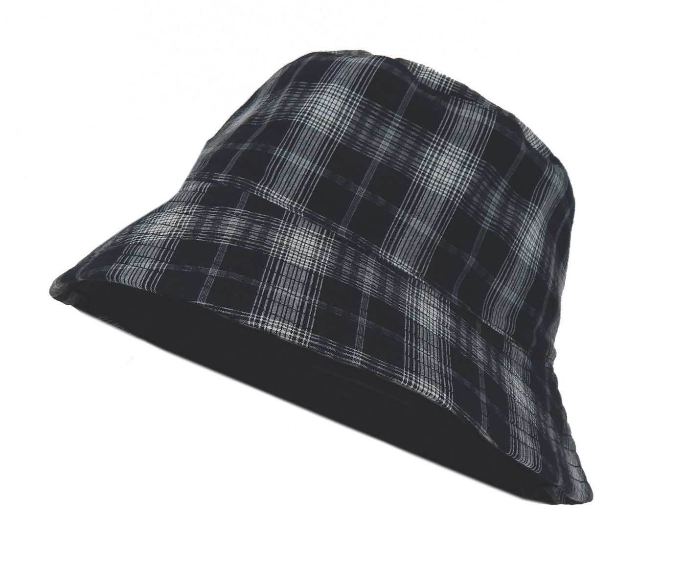 Ella Jonte Fischerhut Wende-Bucket-Hat – Schwarz Grau Kariert – Kopfumfang 56–58 cm