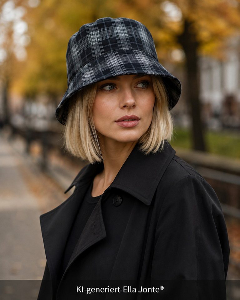 Ella Jonte Fischerhut Wende-Bucket-Hat – Schwarz Grau Kariert – Kopfumfang 56–58 cm Bild 3