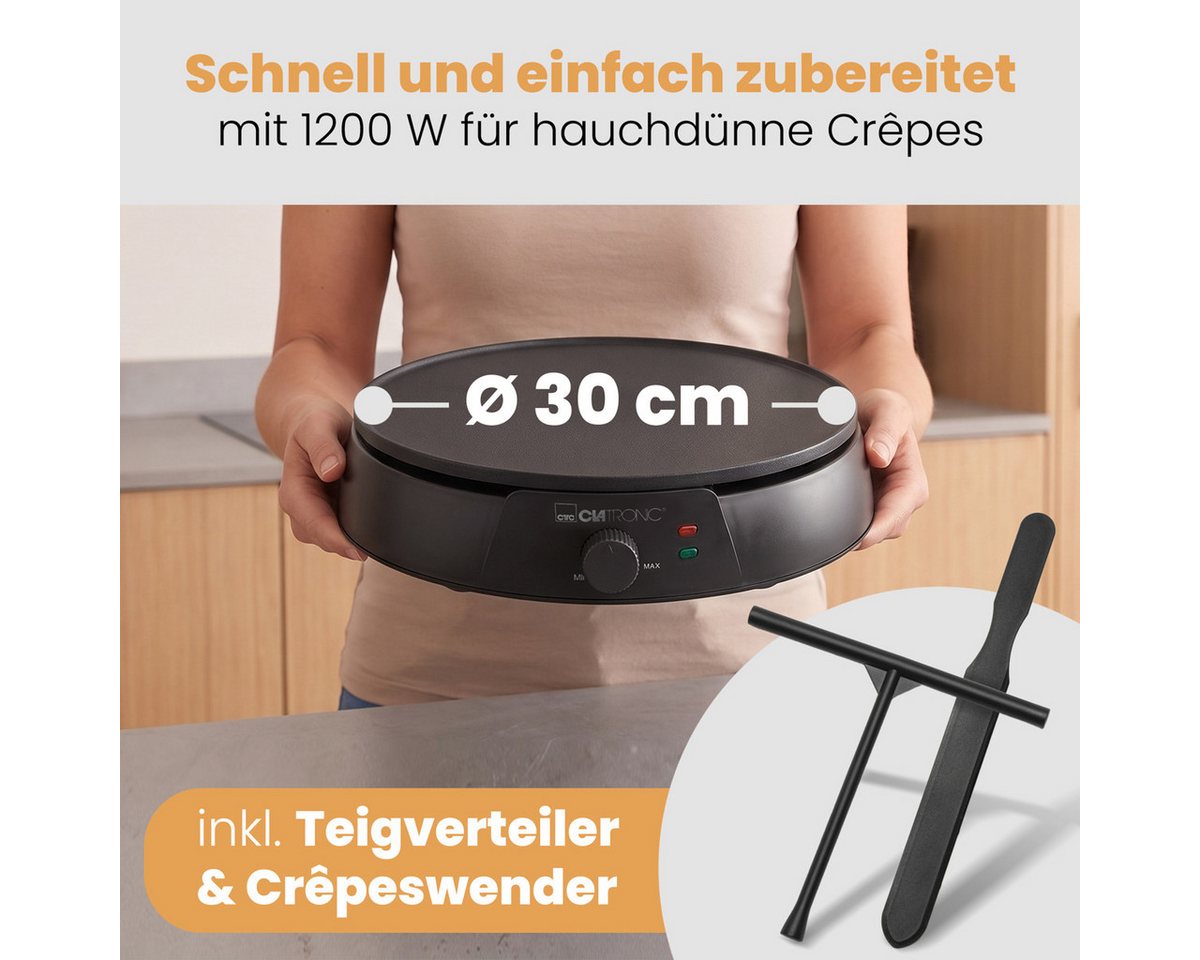 CLATRONIC Crêpesmaker CM 3849, Crepes Maker, inkl. Teigverteiler und Wender Bild 3