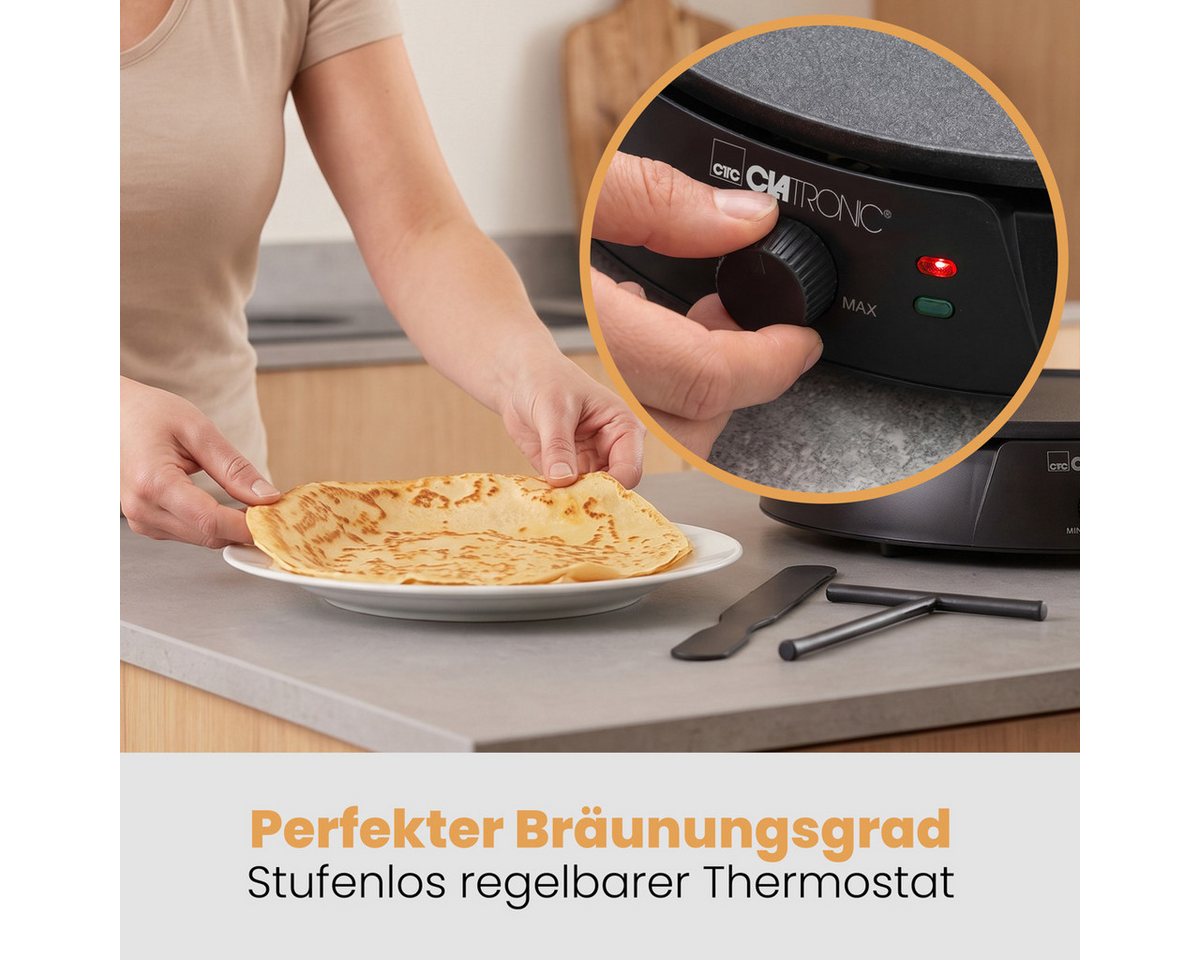 CLATRONIC Crêpesmaker CM 3849, Crepes Maker, inkl. Teigverteiler und Wender Bild 4