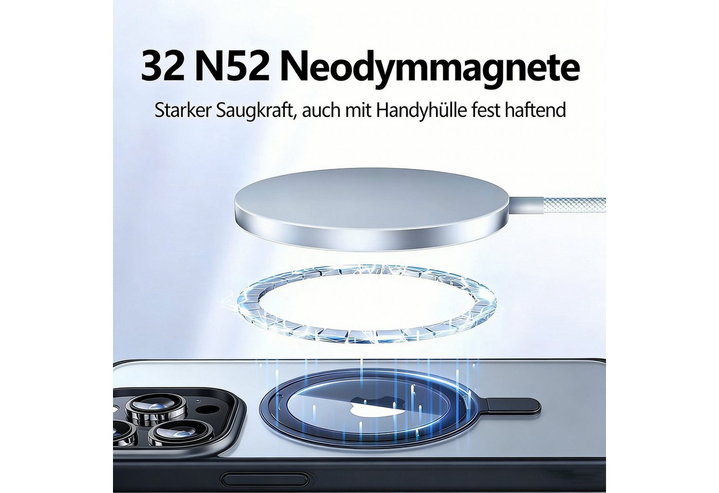 Fyrove Magnetisches Schnellladegerät 25W Qi-Ladegerät Fast Wireless Charger Induktions-Ladegerät (iPhone 16/16 Plus/16 Pro/16 Pro Max / iPhone 17/17 Pro/17 Pro Max, Kabelloses Induktionsladegerät, Schnelles Kabelloses Ladepad)