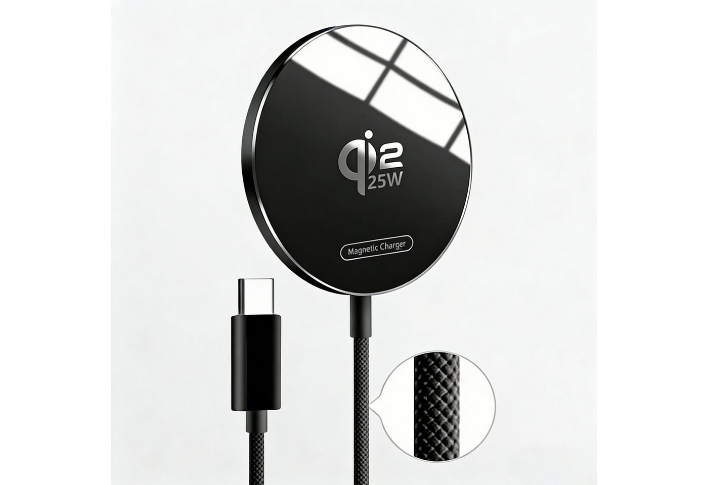 Fyrove Magnetisches Schnellladegerät 25W Qi-Ladegerät Fast Wireless Charger Induktions-Ladegerät (iPhone 16/16 Plus/16 Pro/16 Pro Max / iPhone 17/17 Pro/17 Pro Max, Kabelloses Induktionsladegerät, Schnelles Kabelloses Ladepad) Bild 2