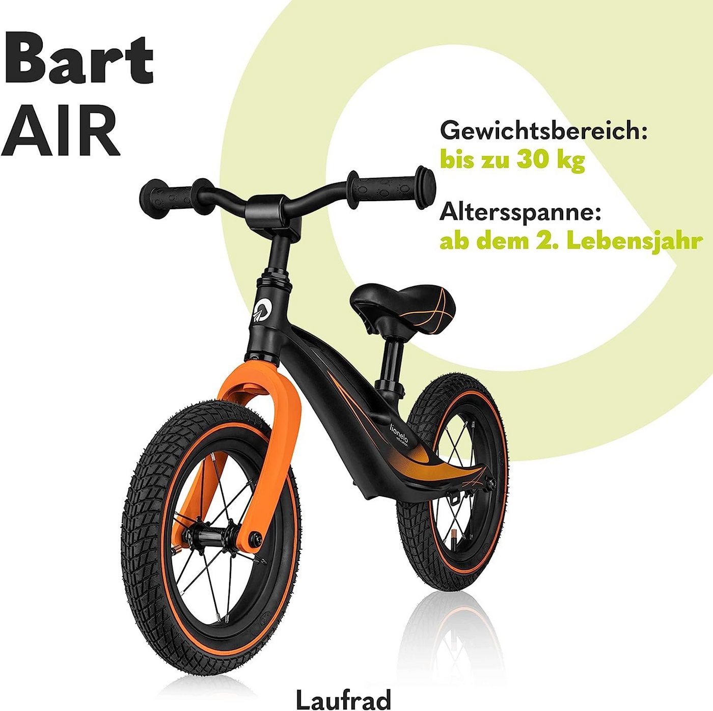 lionelo Fahrrad-Laufrad Bart Air (Set, Geländerad, Schlüssel, Lenkerabdeckung, Benutzerhandbuch), bis zu 30 kg Magnesiumrahmen 12 Zoll Räder Bild 4