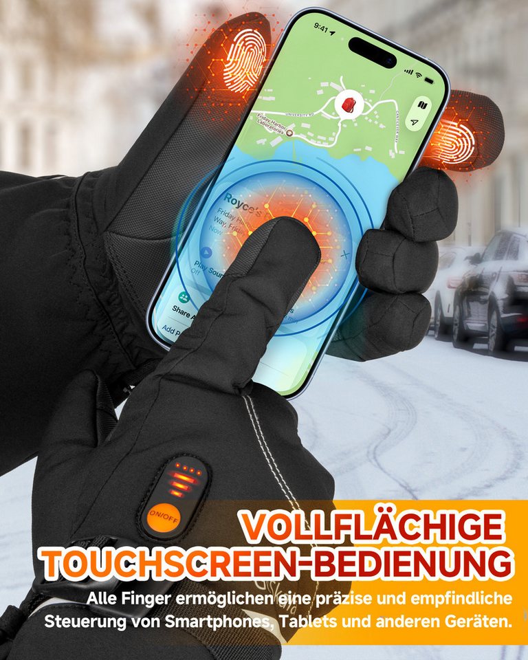 GoSkala Beheizbare Handschuhe Skihandschuhe mit 3 Heizstufen, Thermohandschuhe Winterhandschuhe (Set) Beheizt, Touchscreen-kompatibel, Wiederaufladbar, Temperaturregelbar Bild 2