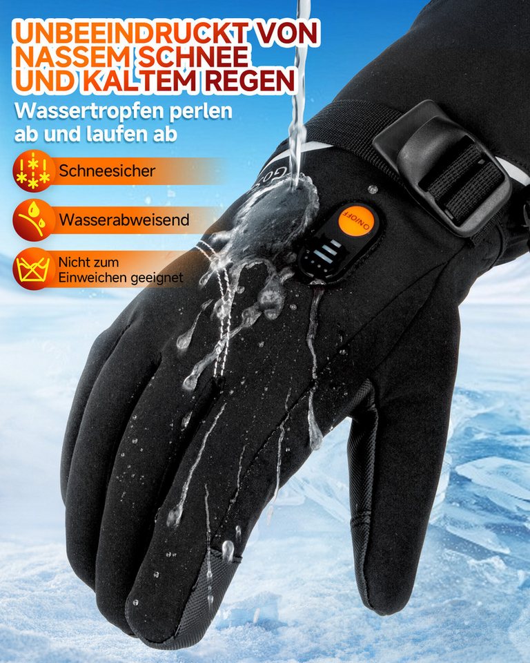 GoSkala Beheizbare Handschuhe Skihandschuhe mit 3 Heizstufen, Thermohandschuhe Winterhandschuhe (Set) Beheizt, Touchscreen-kompatibel, Wiederaufladbar, Temperaturregelbar Bild 3