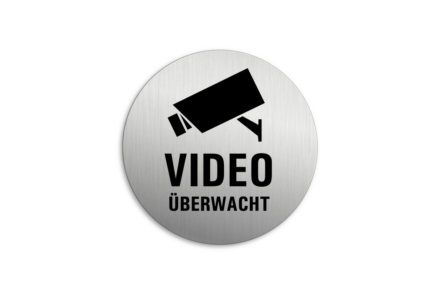 OFFORM DESIGN Hinweisschild Videoüberwachung Ø 75 mm Edelstahloptik selbstklebend, (1 St)