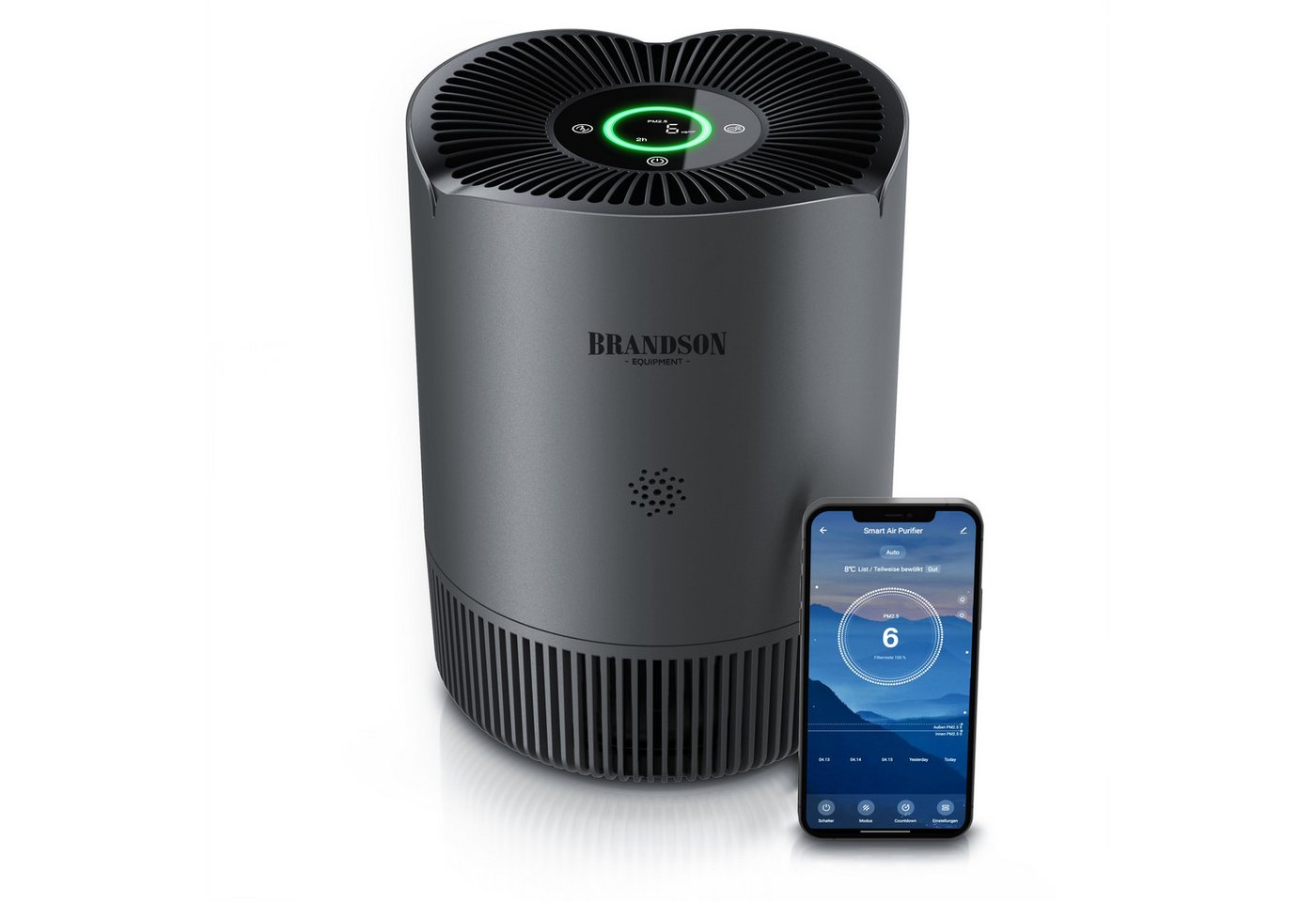 Brandson Luftreiniger HEPA 13, Aktivkohle, WLAN-App, CADR 158 m³/h, für 45 m², für 45 m² Räume, PM2,5-Anzeige, 4 Geschwindigkeiten, Timer und Kindersicherung Bild 4