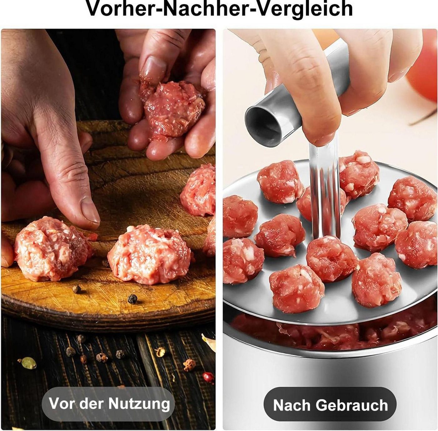 FELIXLEO Fleischwolfaufsatz Fleischbällchenpresse mit 12 Mulden Antihaftform Teigmaschine Bild 5