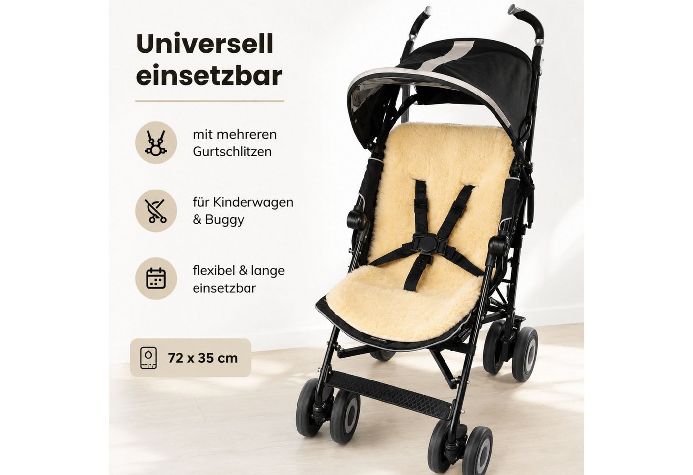 Hofbrucker seit 1948 Kinder-Sitzauflage Lammfell-Auflage für Kinderwagen und Buggy Bild 3