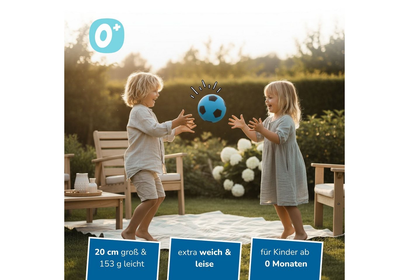 alldoro Softball 6er Set Schaumstoff-Ball blau Ø 20 cm, weiche Soft-Fußbälle für Kinder, 6 sichere Kinderbälle für drinnen & draußen, geeignet ab 0 Jahren Bild 4
