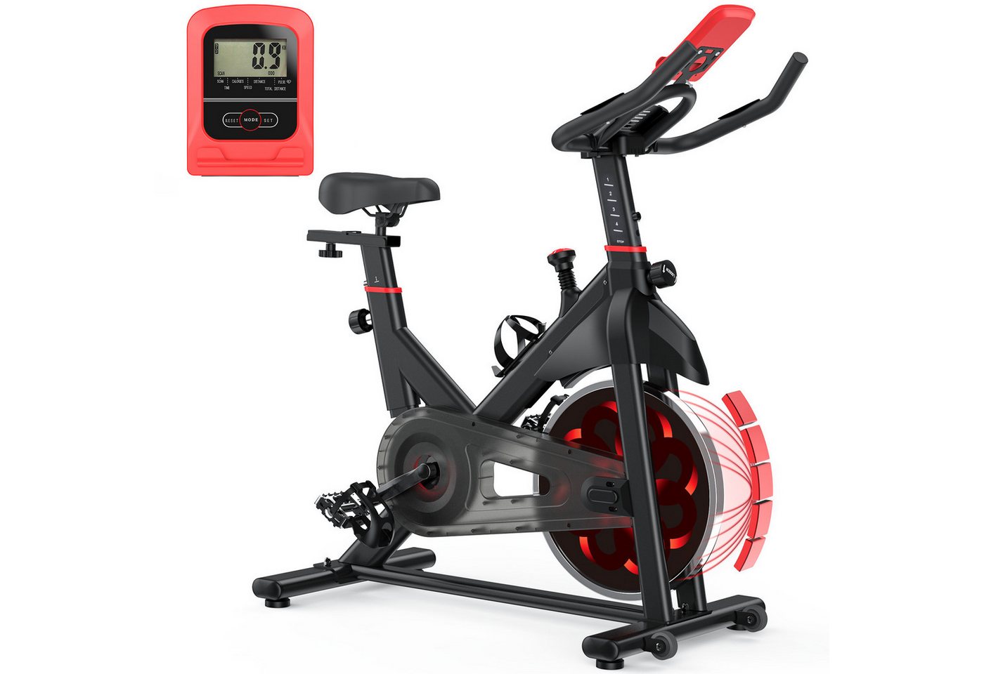 Gywowken Heimtrainer Fahrrad - Fitness Fahrrad für Zuhause Fitness - Bikes Indoor (Widerstand Einstellbar - Belastbarkeit 150 kg Fitnessbike Zuhause), mit Verbessertem LCD-Monitor und Tablet-Halter Bild 3