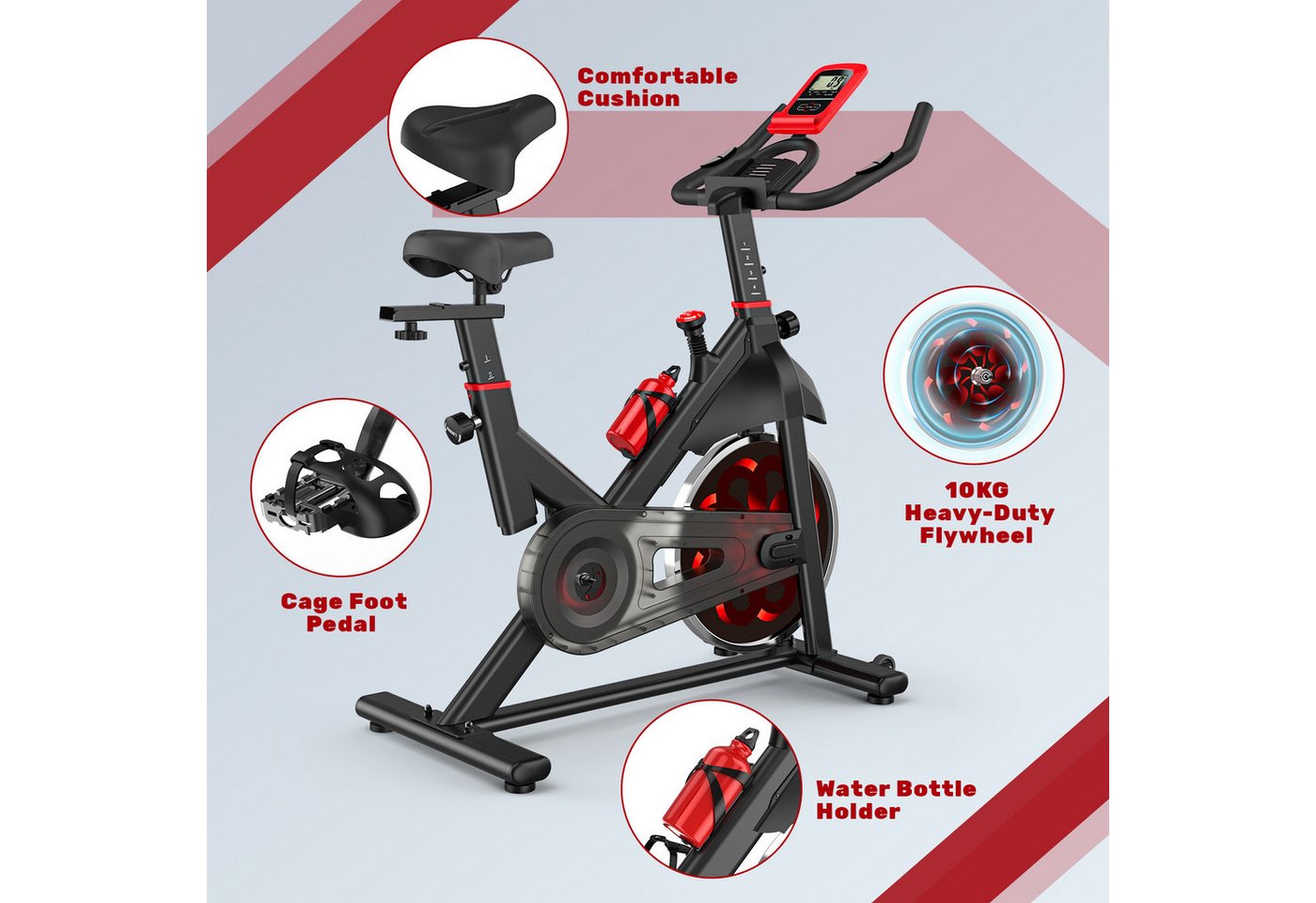 Gywowken Heimtrainer Fahrrad - Fitness Fahrrad für Zuhause Fitness - Bikes Indoor (Widerstand Einstellbar - Belastbarkeit 150 kg Fitnessbike Zuhause), mit Verbessertem LCD-Monitor und Tablet-Halter Bild 4