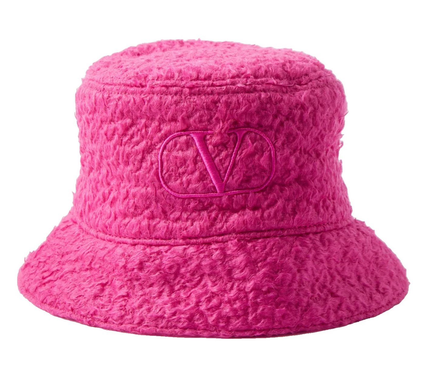Valentino Fischerhut Unisex Mütze Bucket Hat Faux Kunstfell V-Logo Made in Italy – hochwertige italienische Verarbeitung