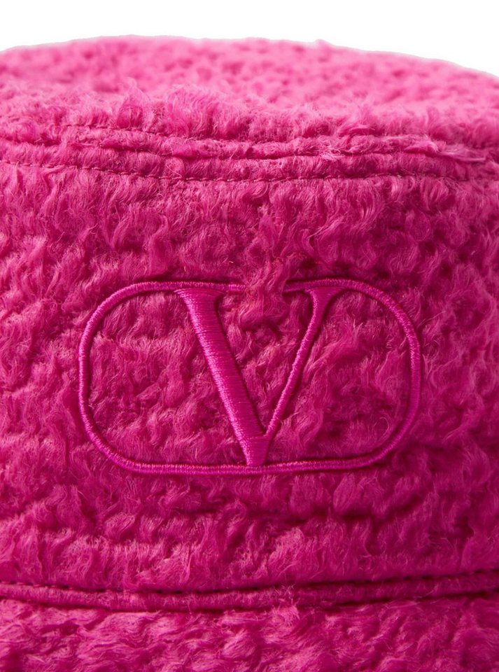 Valentino Fischerhut Unisex Mütze Bucket Hat Faux Kunstfell V-Logo Made in Italy – hochwertige italienische Verarbeitung Bild 4