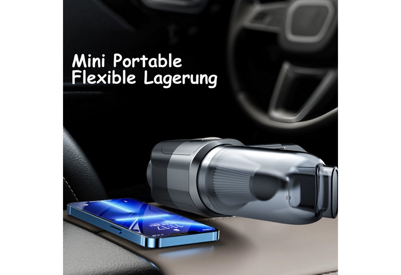 KINSI Akku-Handstaubsauger Handstaubsauger für Auto & Haushalt,Multifunktions-Staubsauger, 120 W, Kabellos,Bürstenlosem Motor für Polster,Tastatur Bild 2