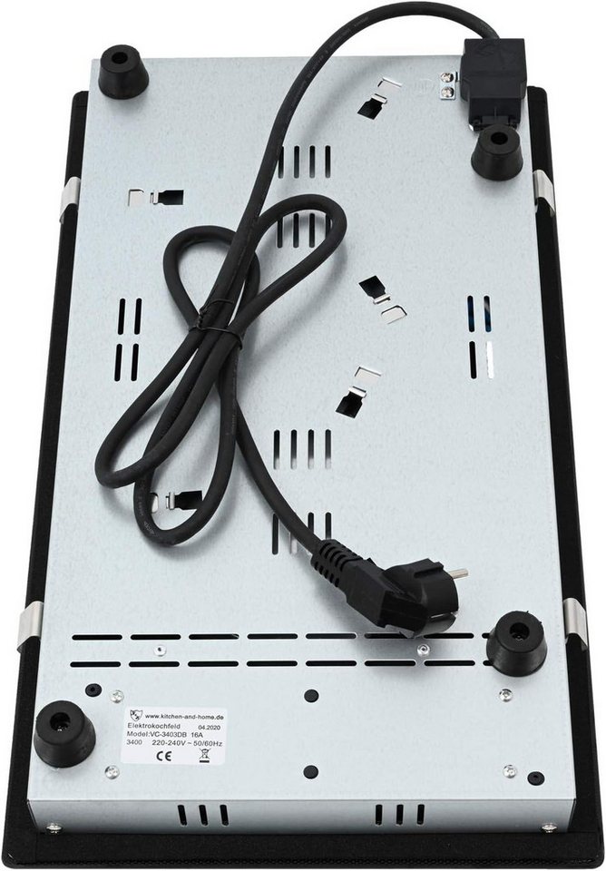 K&H Elektro-Kochfeld K&H Domino 2 Zonen Glaskeramikkochfeld 30cm Doppelbrenner Autark Eingebaut VC-3403DB, Topferkennung, Ein/Aus Schalter, Timer, Restwärmeanzeige Bild 2