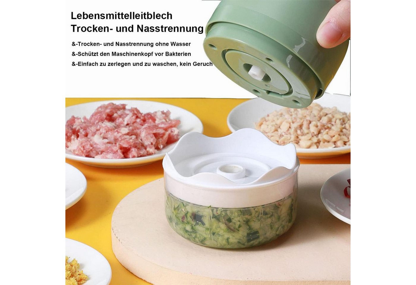 FELIXLEO Akku-Zerkleinerer Elektrischer Zerkleinerer 250ml Knoblauchhacker USB Multizerkleinerer Bild 5