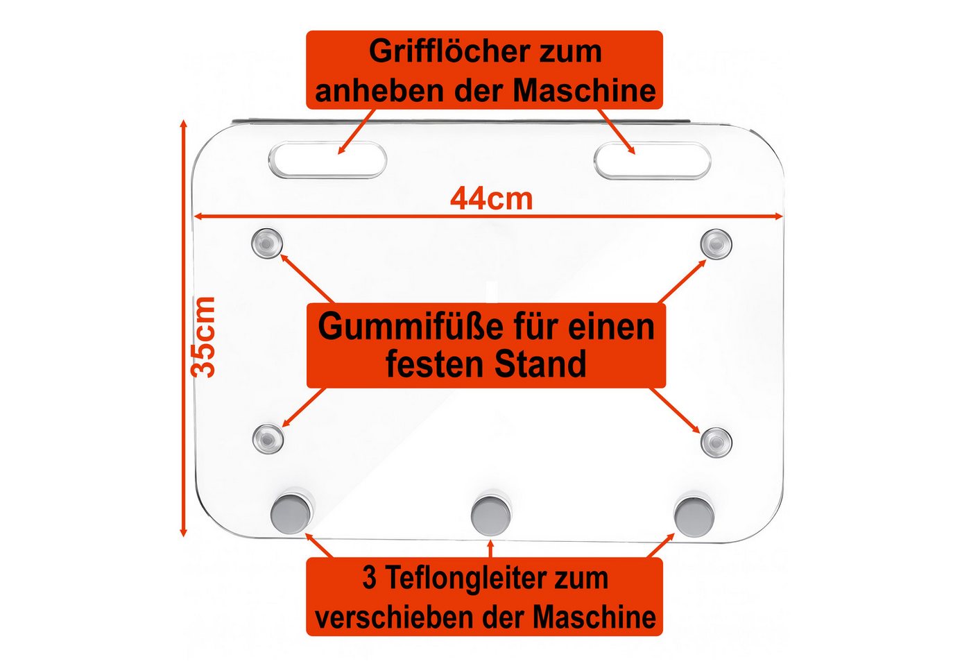 AREA17 Küchenmaschinen Zubehör-Set Acryl Gleitbrett für COSORI Dual Basket 8,5L, 44x35cm, Farbwahl, Zubehör für Heißluftfritteuse, rutschfest &, leicht verschiebbar, sicherer Stand einfache Handhabung