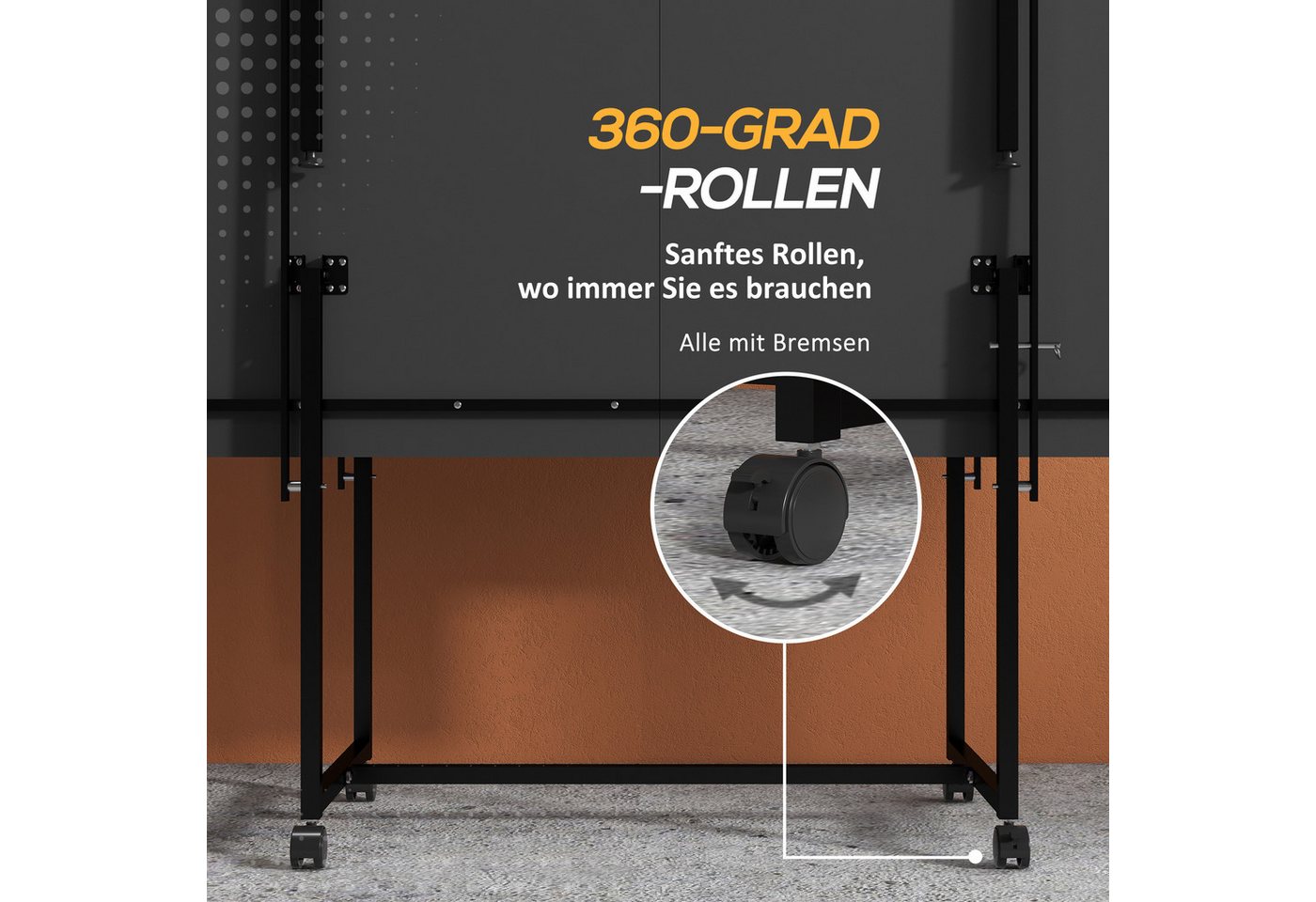 HOMECALL Tischtennisplatte Tischtennisplatte klappbar Tischtennisspiel-Set,mit Rollen und Bremsen (multifunktionale Tischtennisplatte für Indoor & Outdoor, inkl. Netz, 2 Schläger und 3 Bälle, Stahl, Blau), Klappbar mit Rollen , multifunktionale Tischtennisplatte Bild 5