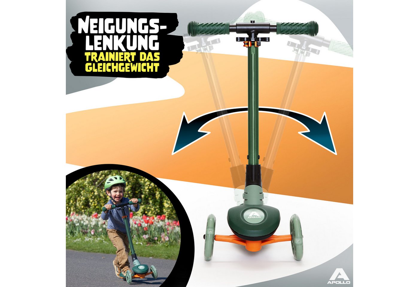 Apollo Dreiradscooter Whizzie LED, Kinderroller, klappbarer Dreirad Scooter, höhenverstellbar, ab 3 Jahre Bild 5