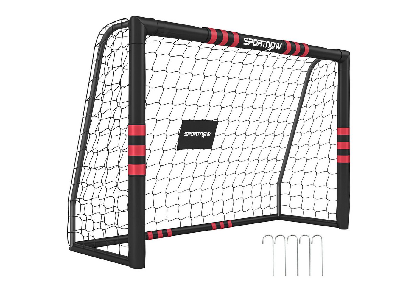 SPORTNOW Fußballtor mit Tornetz Polsterung, Erdhaken (Set, 1 St., Outdoor Tor), mit Anti-Rost Beschichtung Einfacher Aufbau Bild 2