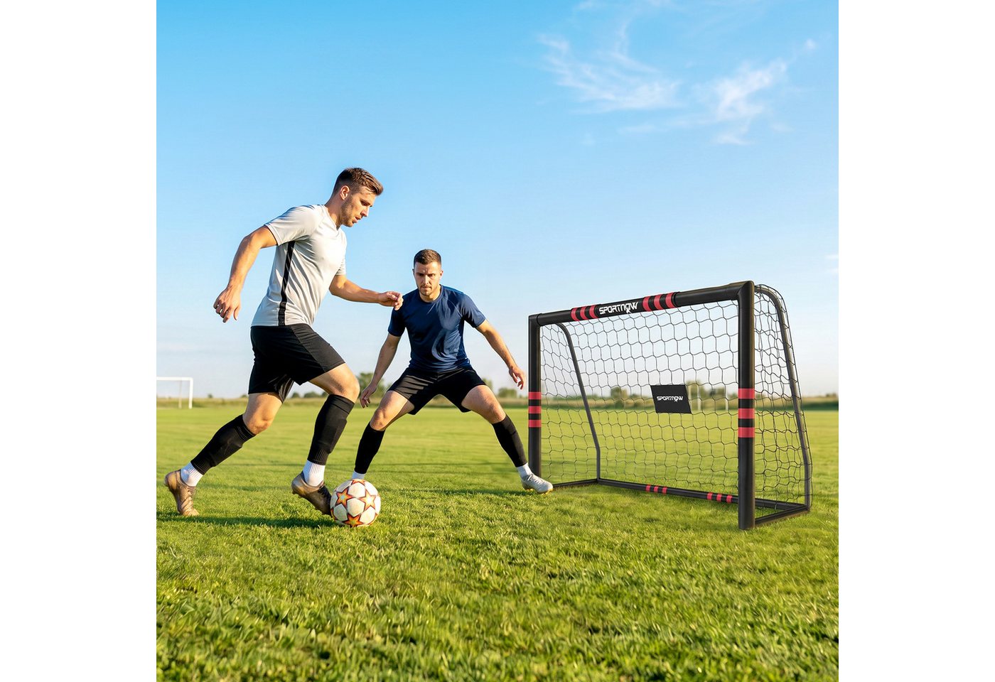 SPORTNOW Fußballtor mit Tornetz Polsterung, Erdhaken (Set, 1 St., Outdoor Tor), mit Anti-Rost Beschichtung Einfacher Aufbau Bild 5