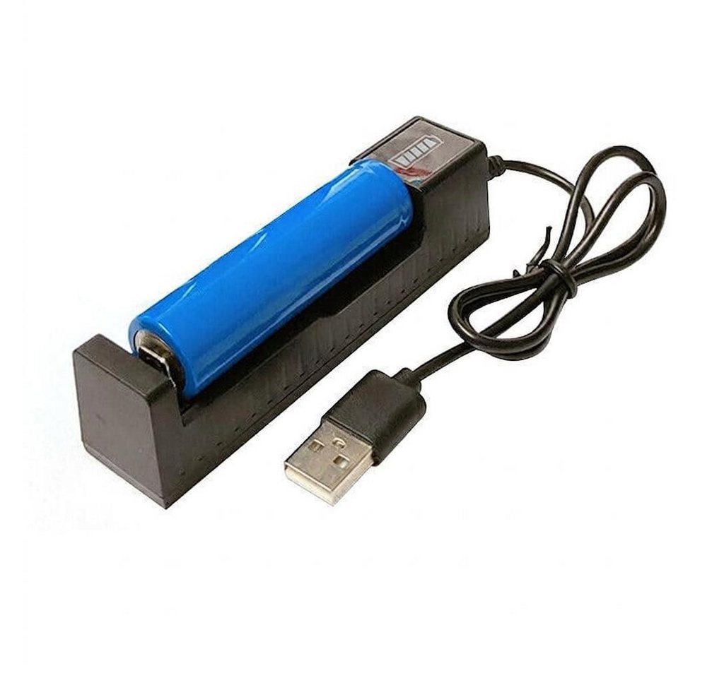 GarveeMore USB-Ladegerät 3,7V Li-Ion – für 18650/21700/26650 Rundzellen-Lader (1-tlg., Einzellader mit 1000mA, Schutz & LED – kompakt für unterwegs)