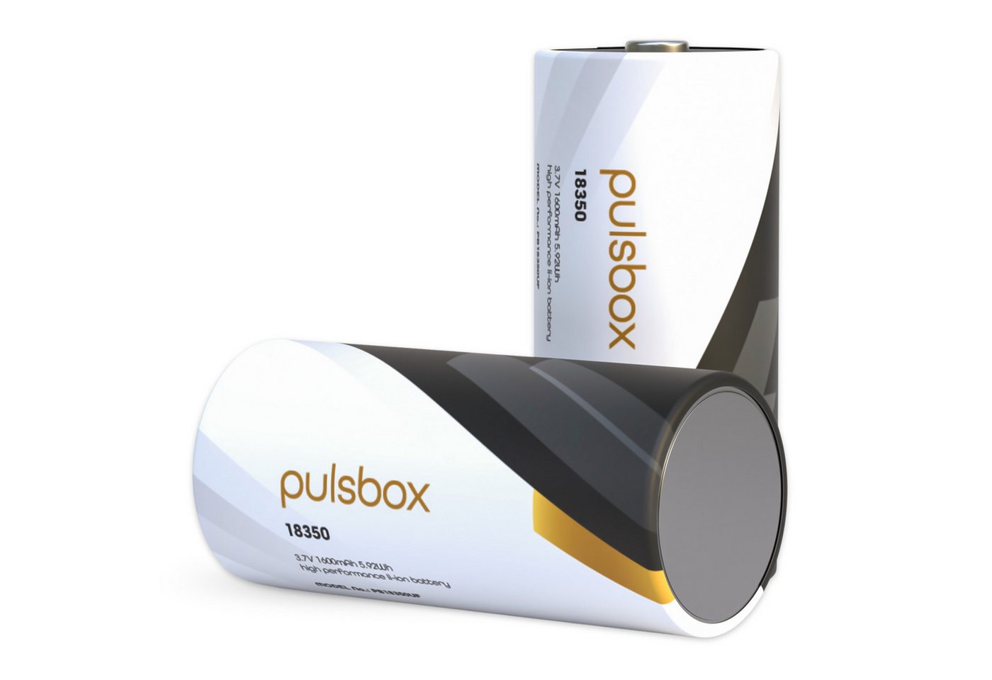 pulsbox 18350 Akku Li-Ion 1600mAh 8A - Flat Top/Button Top Batterie 2 x Akku