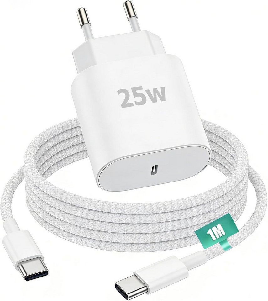LaCute 25W USB-C Ladegerät mit 1m Kabel für iPad iPhone Schnellladegerät Schnelllade-Gerät (USB-C Ladegerät mit 1 m Ladekabel, 25W USB-C Netzteil inklusive 1 m Ladekabel, 25 W, USB-C, Power Delivery, 1 m Kabel) Bild 3