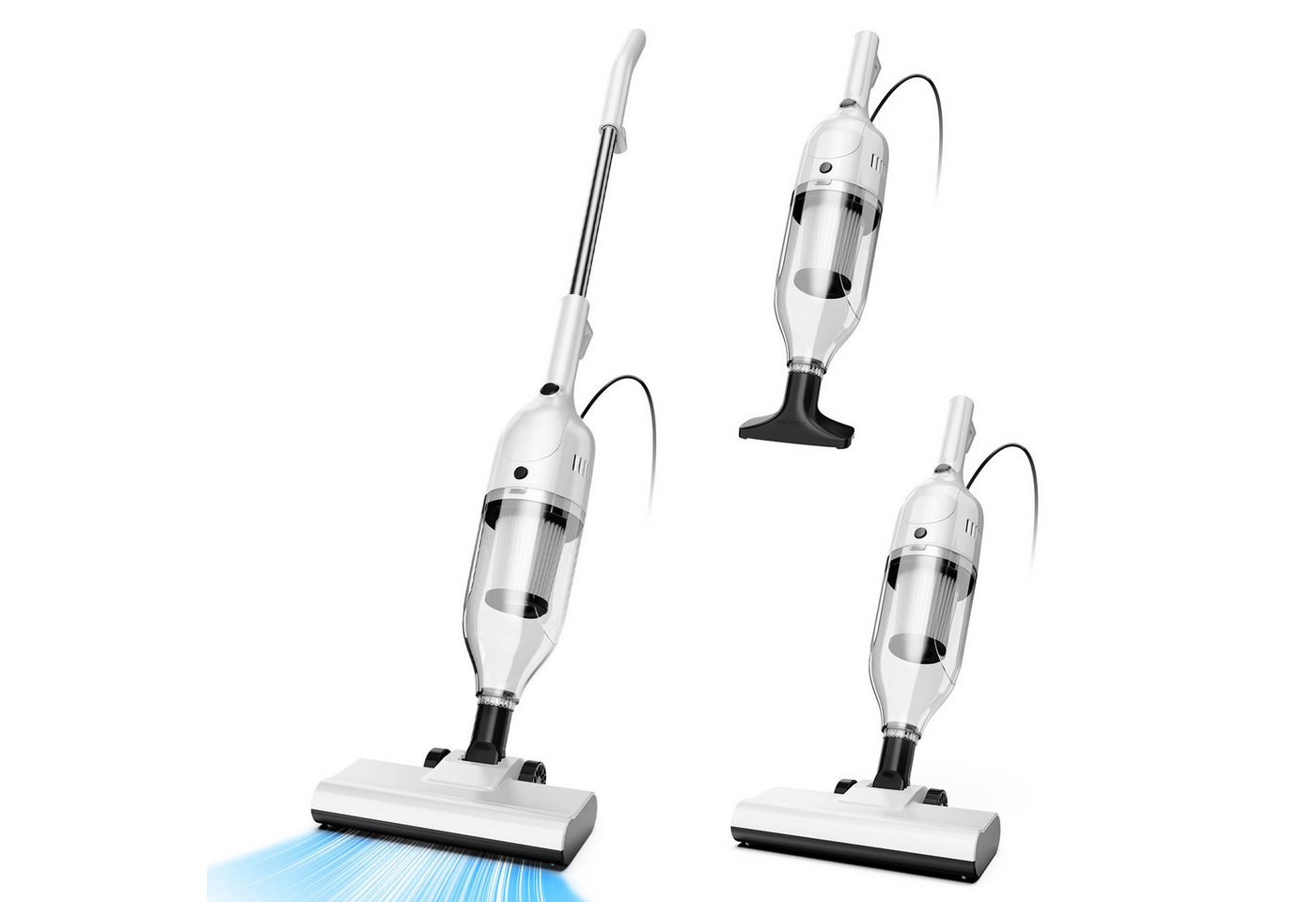 INSE Bodenstaubsauger Kabelgebundener Stabstaubsauger,5 Meter Stromkabel,2 in 1 model, 600 W, beutellos, Leichtgewicht,kabelgebunden,600W Hochleistungsmotor