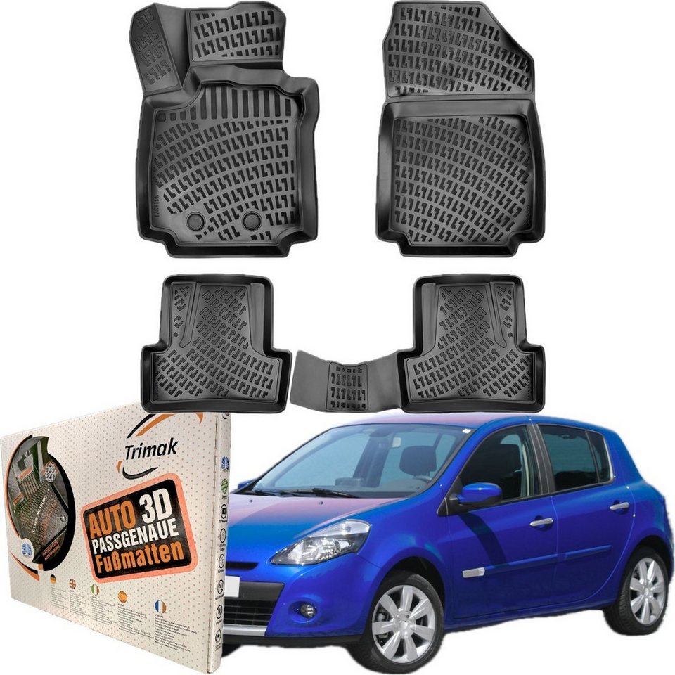 Trimak Passform-Fußmatten Oder Kofferraumwanne Oder Set für Renault Clio, Renault Clio III Hatchback & Grandtour 2005-2012 Gummimatten Auto TPE Bild 4