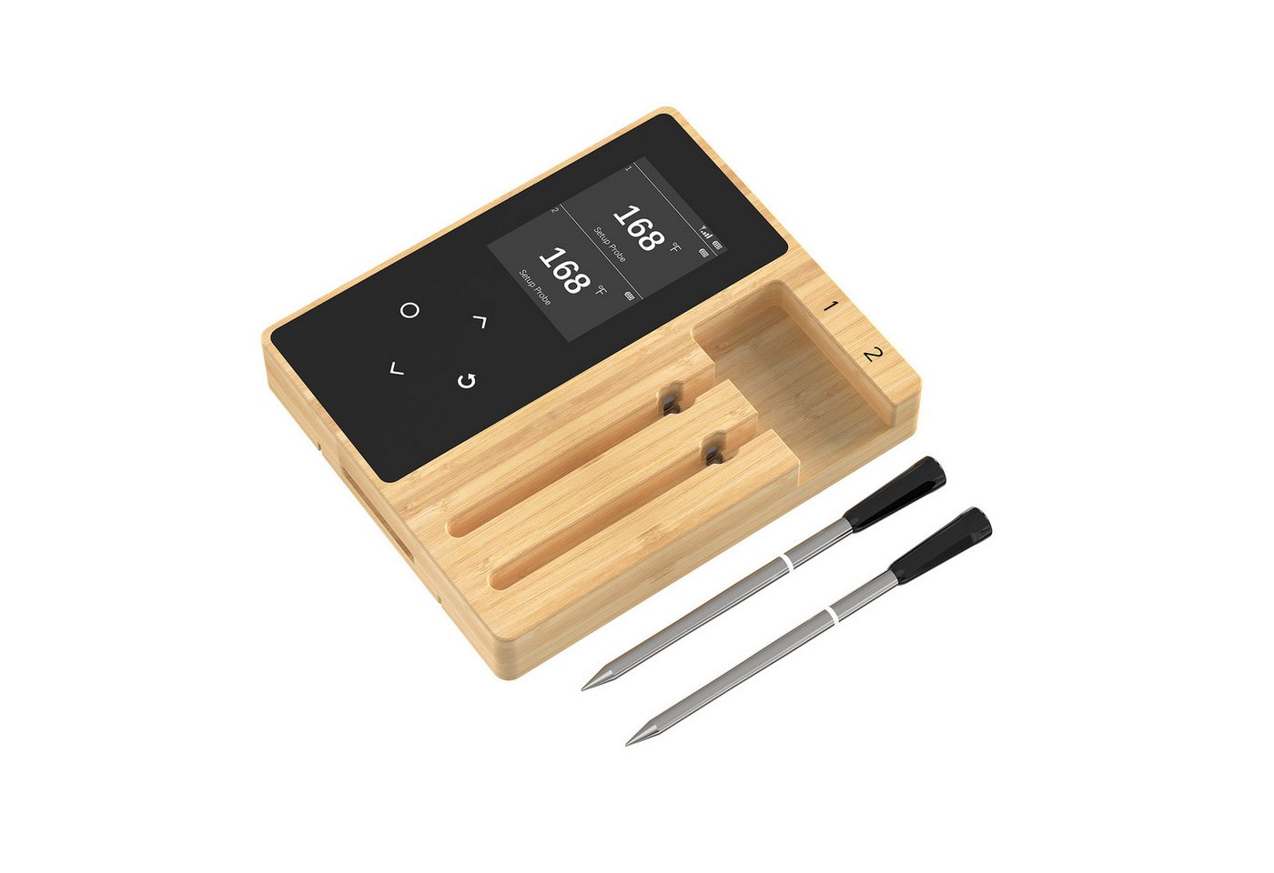 BBWL Kochthermometer Bluetooth Bratenthermometer Schnellladung Lebensmittelecht, 2-tlg., 304 Edelstahl Keramik Wasserdicht Grill Küche