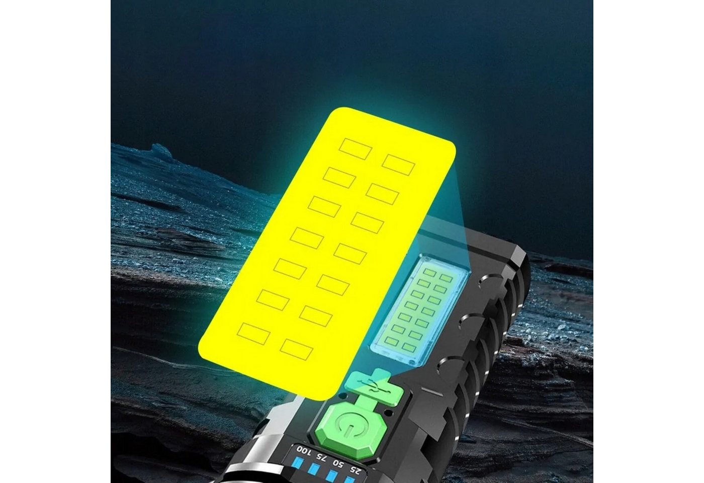 GENETIC Optic LED Taschenlampe Wiederaufladbare LED-Taschenlampe XPE COB 4 Lichtmodi USB Akku robust (LED-Taschenlampe Set, wiederaufladbar, COB, USB, 4 Lichtmodi, Taschenlampe XPE COB + USB-Ladekabel Outdoor), 4 Lichtmodi, COB-Seitenlicht, wiederaufladbar, USB, stoßfest, IPX4