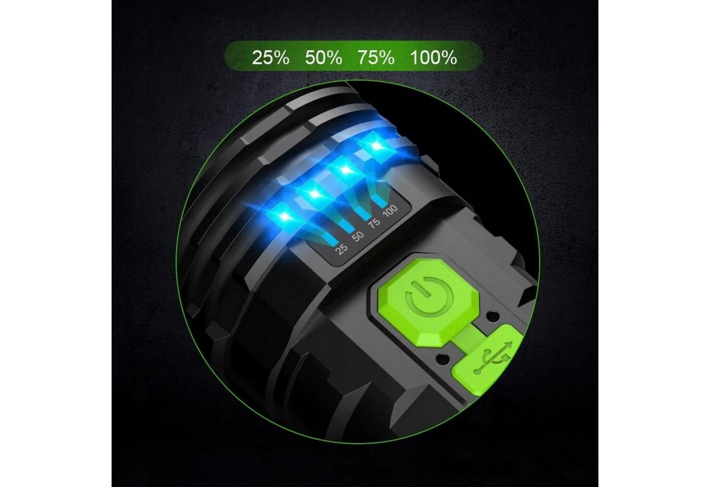 GENETIC Optic LED Taschenlampe Wiederaufladbare LED-Taschenlampe XPE COB 4 Lichtmodi USB Akku robust (LED-Taschenlampe Set, wiederaufladbar, COB, USB, 4 Lichtmodi, Taschenlampe XPE COB + USB-Ladekabel Outdoor), 4 Lichtmodi, COB-Seitenlicht, wiederaufladbar, USB, stoßfest, IPX4 Bild 4