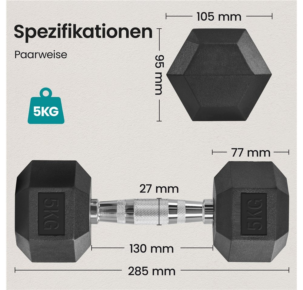 Yaheetech Hantel-Set 10/20 kg, 2er-Set Sechseckige Kurzhanteln für Zuhause/Fitnessstudio Bild 2