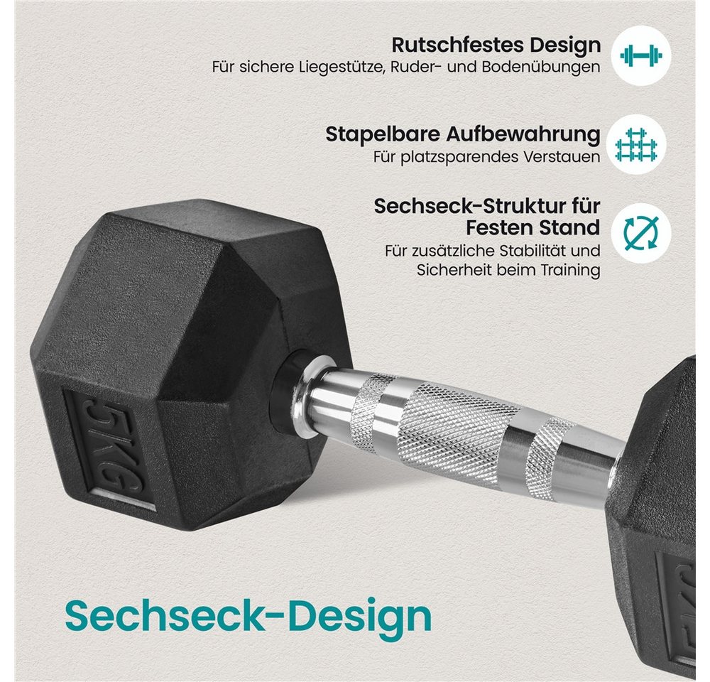 Yaheetech Hantel-Set 10/20 kg, 2er-Set Sechseckige Kurzhanteln für Zuhause/Fitnessstudio Bild 3
